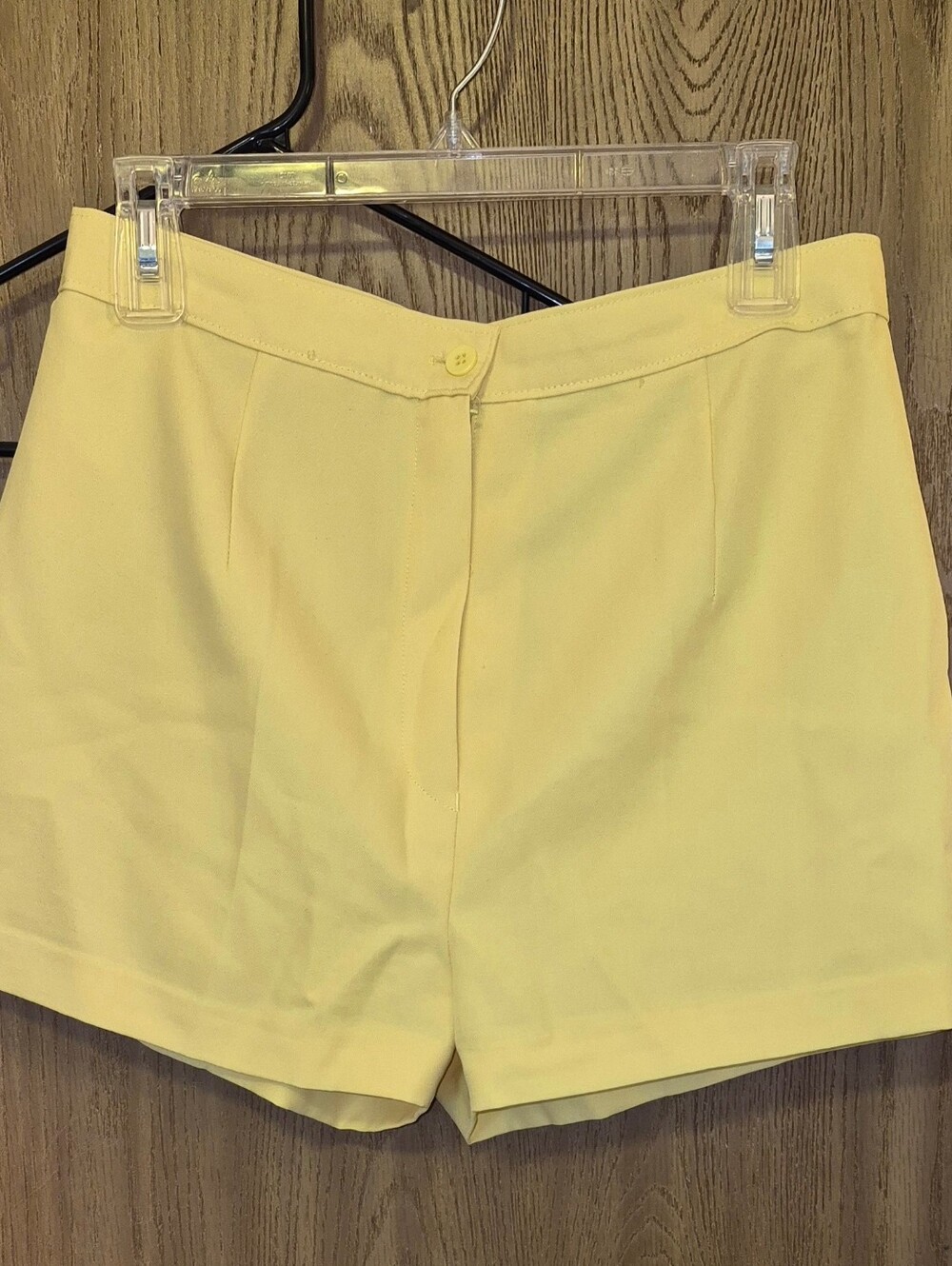 Vintage Yellow Miss K Polyester Womens Shorts Size M L 16 Retro High Rise Boho